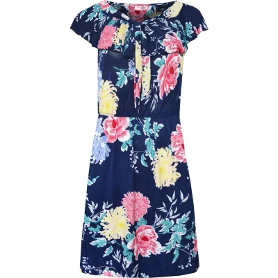 Afbeelding van Dames jurk gebloemd polyester blauw one size 38 t/m 42