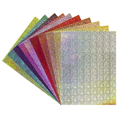 Afbeelding van Ideen mit Herz Effectkarton, lasersterren, DIN A4, 200 g/m², 10 kleuren, 20 stuks, knutselpapier met holografisch effect, stereffect