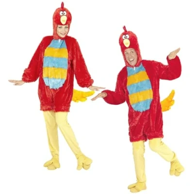 Afbeelding van Widmann Fantasie Onesie Pluche Rode Vogel Kostuum Rood Medium Carnavalskleding Verkleedkleding