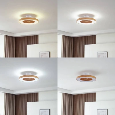 Afbeelding van Lindby Plafondventilatoren met verlichting dimmer CCT 1licht PC, ABS H: 18.5 cm houtnerf, wit Inclusief lichtbron