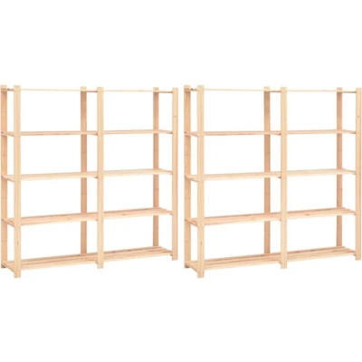 Afbeelding van vidaXL Opbergrekken 5 laags 2 st 170x38x170 cm grenenhout 500 kg