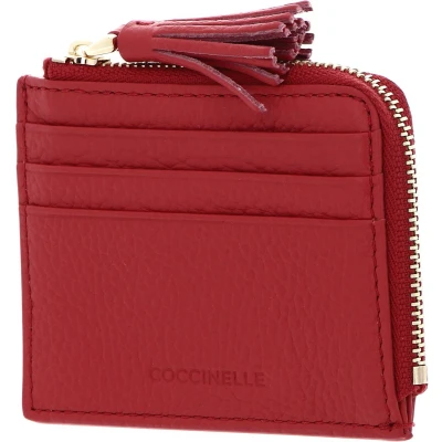 Afbeelding van COCCINELLE Leren Kaarthoes Tassel Credit Card Holder Cranberry Rood