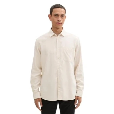 Afbeelding van TOM TAILOR heren overhemd, 36107 Light Sand Melange, L
