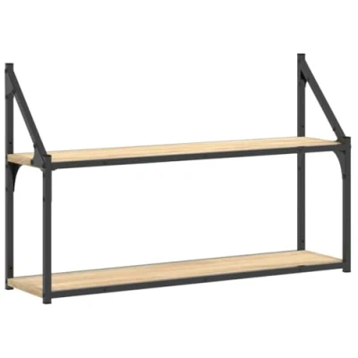 Afbeelding van vidaXL Wandrek 2 laags 80x21x51 cm bewerkt hout sonoma eikenkleurig