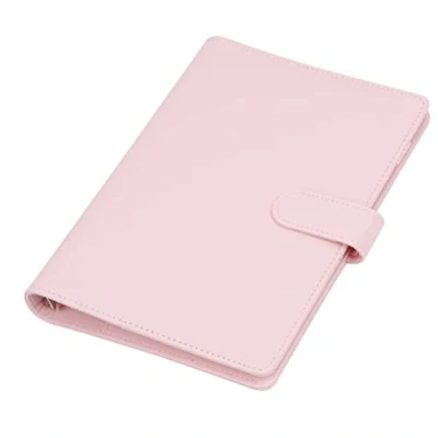 Afbeelding van lederen A5 ringband, ringband planner, notebookhoes, PU notitieboekplanner, organizer, navulbare ringbandhoes voor vulpapier (binnenpapier niet inbegrepen) roze