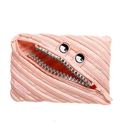 Afbeelding van ZIPIT Grillz Monster pennenetui voor meisjes, extra groot etui school, kinderen, perzik