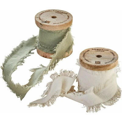 Afbeelding van LOBERON Lint set van 2 Valethor wit/lichtgroen