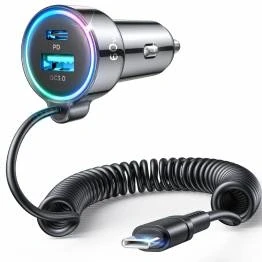 Afbeelding van Joyroom 3 in 1 autolader USB, USB C en kabel 55W