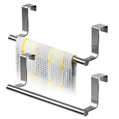 Afbeelding van Tatkraft HORIZON 2 Pack RVS Kastdeur Handdoekrek voor de keukenkast of een andere deur 23CM Set Van Stuks