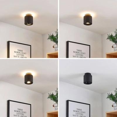 Afbeelding van Arcchio plafondlamp Walisa, Ø 10 cm, zwart, aluminium