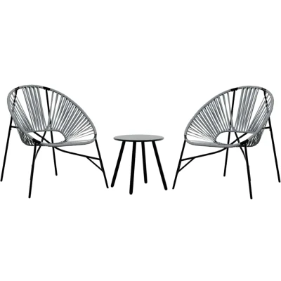 Afbeelding van vidaXL Set tuinstoelen 3 delig poly rattan zwart en lichtgrijs