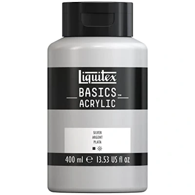 Afbeelding van Liquitex Basics 8870343 Monopigmenteerde acrylverf, kunstenaarspigmenten, lichtecht, gemiddelde viscositeit, archiefkwaliteit, zijdeglanzende afwerking, 400ml Silver