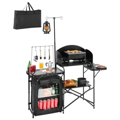 Afbeelding van VEVOR Camping Keukentafel Draagbare Kooktafel 1 Kast Buiten Picknick