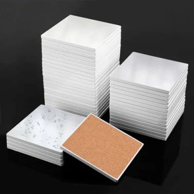 Afbeelding van 50 stuks 10 x cm sublimatie blanco keramische onderzetters, geglazuurde tegels met kurksteunpads voor schilderen, doe het zelf ambachten, mozaïeken,
