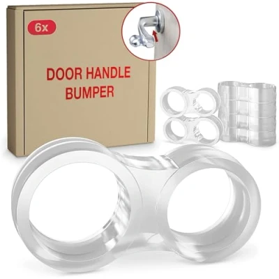 Afbeelding van LouMaxx Deurstopper klink, 6 stuks deurklinkbuffers, transparant, dubbele deurstopper, deurklinkstopper, deurgreepbescherming, deurgreepbeschermer voor kamerdeuren, eenvoudig en snel gemonteerd