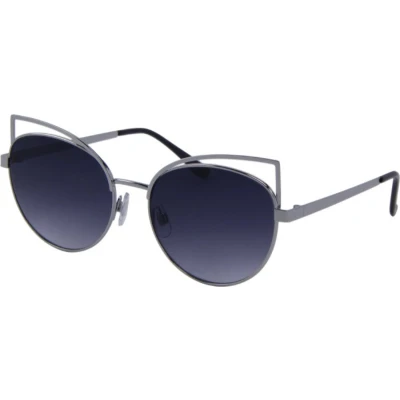 Afbeelding van Hidzo Volwassen Cat eye Zonnebril Zilverkleurig UV 400 Zwarte Glazen