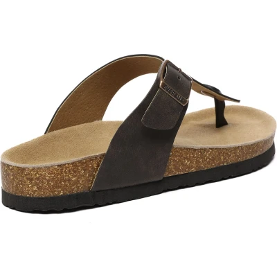 Afbeelding van EVER AU Women Flamingo Leather Toe Thong Sandalen Bruin Geolied Leer Maat 39