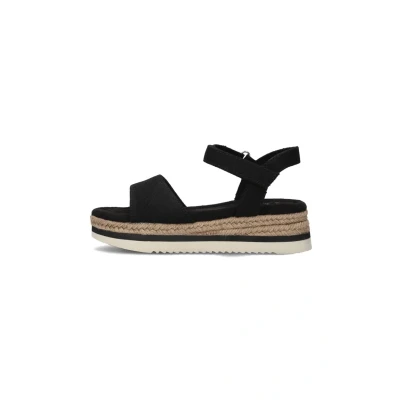 Afbeelding van TOMS Diana wig sandaal, Zwart Canvas, 5 UK, 38 EU