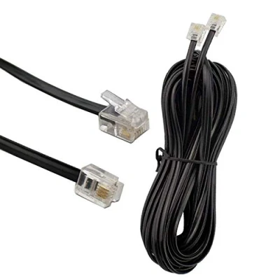Afbeelding van HUAYAO Telefoonkabel, RJ11, modulaire kabel, westernkabel, RJ11 platte stekker, telefoonaansluiting, modem, router, fax ISDN DSL VDSL Internet, wit