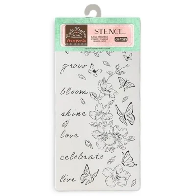 Afbeelding van Stamperia Create Happiness Secret Diary Thick Stencil 12x25cm Flowers and Butterfly (KSTDL94)