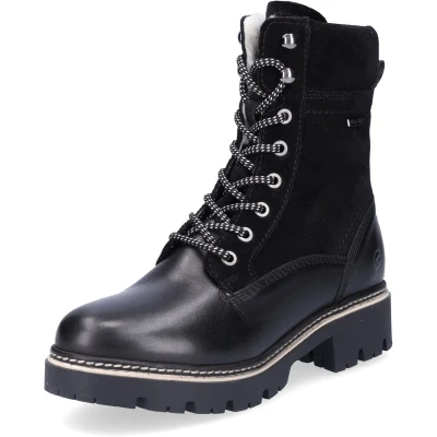 Afbeelding van Tamaris Enkellaarsjes met plateauzool, Dames, Maat: 37, Black comb Leer