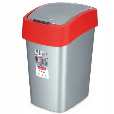 Afbeelding van CURVER Afvalemmer FLIP BIN 50L afvalemmer, zwart/rood, 29,4 x 37,6 65,3