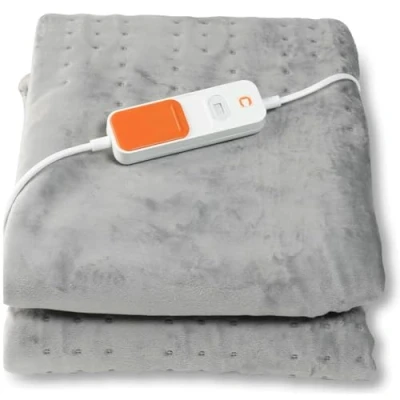 Afbeelding van C Care KTS160 Grijs 1P Elektrische Warmtedeken Xtra lang 90 x 200 cm Extra voetenwarmer Timer Cosy fleece Oeko tex gecertificeerd