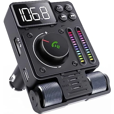 Afbeelding van GizmoVine FM transmitter Bluetooth 5.3 voor auto, radio adapter met PD 30 W &amp; USB 12 W, telefoongesprekken op Mani Libere, MP3 speler sigarettenaansteker, ondersteunt Unità 64 GB, Accenti