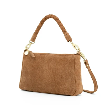 Afbeelding van Leren handtas dames cognac suede MŌSZ Coco S