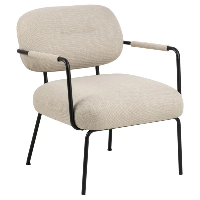Afbeelding van Fauteuil Holbeck in beige stof en zwart frame