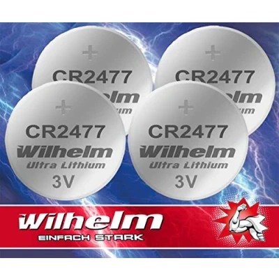 Afbeelding van 4 x CR2477 CR 2477 WILHELM Lithium knoopcel 3V 1070 mAh ø24 7,7 mm Batterij DL2477