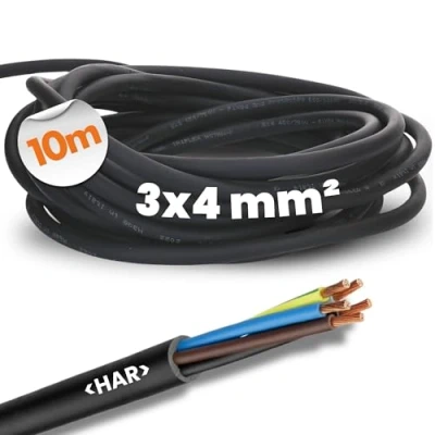 Afbeelding van Lapp 10 meter 1600119 H07RN F 3x4 mm² flexibele rubberen kabel met aardgeleider I UV bestendige voor buitengebruik oliebestendig koudebestendig aansluitkabel 3G4 mm2 zwart
