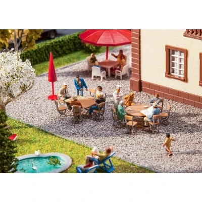 Afbeelding van Faller 2 Tafels en 12 stoelen modelbouwsets, hobbybouwspeelgoed voor kinderen, modelverf accessoires
