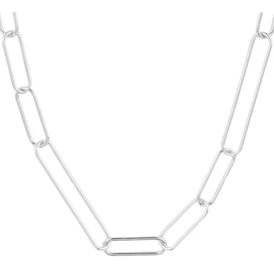 Afbeelding van Zilver Gerhodineerde Collier paperclip ronde buis 5 1332369 45 cm