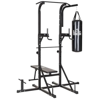 Afbeelding van HOMCOM Dip Station Stahl, PVC B180 x T183 H219 cm Schwarz