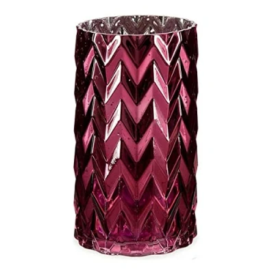 Afbeelding van Bloemenvaas luxe decoratie glas donkerroze 11 x 20 cm Vazen