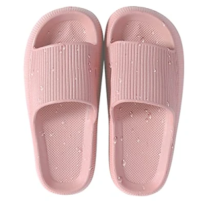 Afbeelding van HSHAPAY Pantoffels voor dames en heren, antislip, licht, doucheschoenen, sneldrogend, extra dikke sandalen, roze, 5/6 UK