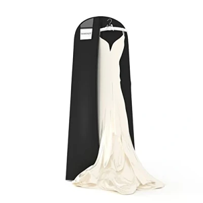 Afbeelding van Hangerworld Extra brede kledingzak voor bruiloftsjurken 183 cm zwart ademend