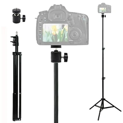 Afbeelding van TronicXL 210cm statief + 360 kogelkopadapter I Tripod voor camera licht actioncam webcam mount inch 1/4&quot; hoog 2.1m studio aluminium