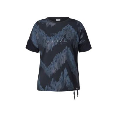 Afbeelding van Cecil MIT Wording Tshirt print, Dames, Maat: Medium, Blau