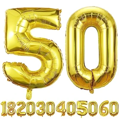 Afbeelding van Ballon 50 jaar Goud ballonnen 40&quot; 101cm 50ste Verjaardagsdecoratie Folieballon Nummer Decoratie voor Verjaardag Vliegt met Helium Mannen Vrouwen Verjaardagsfeest