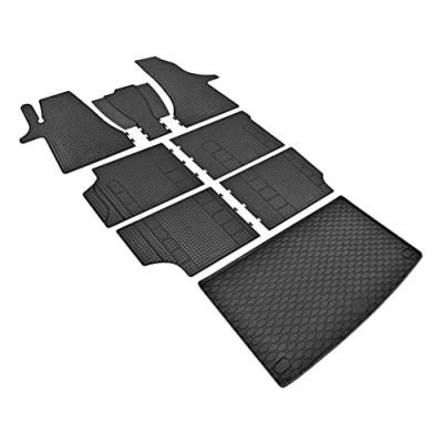 Afbeelding van Z4L Rubberen vloermatten en kofferbakkuip, een set geschikt voor VW T6.1 Multivan 8/9 stoelen vanaf 2019 tot 2022 L1