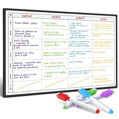 Afbeelding van SmartPanda Actieplan, whiteboard, grote magnetische kalender, ideaal voor leerplannen, examens, huishoudelijke werkzaamheden of diëten, whiteboard de koelkast, taakplanner, in het Frans
