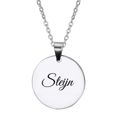 Afbeelding van Ketting RVS Met Naam Gravering Steijn Zilver Rond