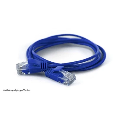 Afbeelding van wantecWire Extra dunne patchkabel CAT.6 UTP, lengte 0,2 m, blauw