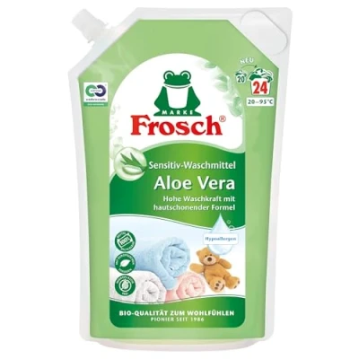 Afbeelding van Frosch aloë vera Wasmiddel, gel (24 WL), gevoelig vloeibaar wasmiddel voor mensen met een allergie en gevoelige huid, extract, 1 stuk (1 x 1,8 ltr.)