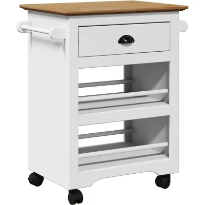 Afbeelding van vidaXL Keukentrolley BODO 67,5x45x80 cm wit en bruin