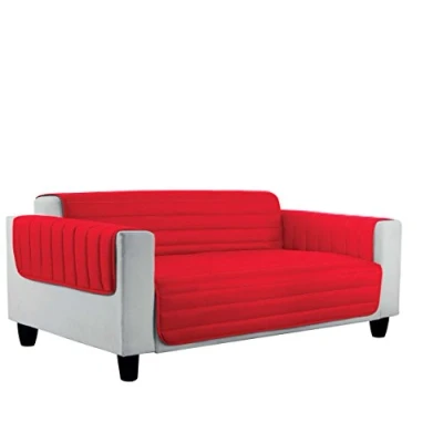 Afbeelding van ELEGANT gewatteerde bankhoes Doubleface, Rood/lichtgrijs 2 plaatsen, 100% microfiber