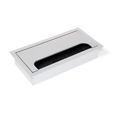 Afbeelding van Emuca Kabeldoorvoer tafel, rechthoekig, 160 x 80 mm, om in meubilair te bouwen, Aluminium, Mat geanodiseerd