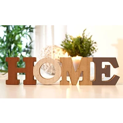 Afbeelding van LB H&amp;F Belettering Home letters hout natuur grijs bruin wit 32 cm groot (Home)